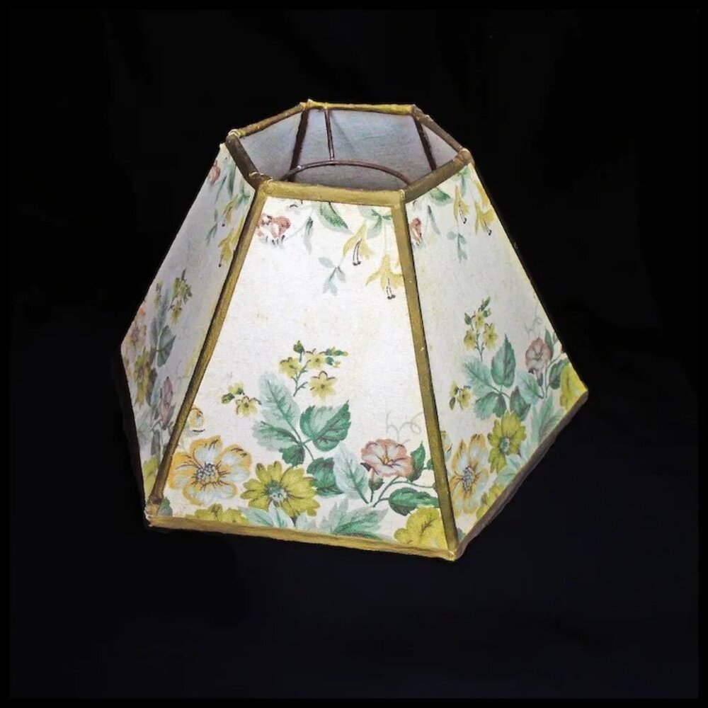 Floral Lampshade EASY Sits on Lightbulb! Vintage ANY Lamp Light Shade - Picture 6 of 11